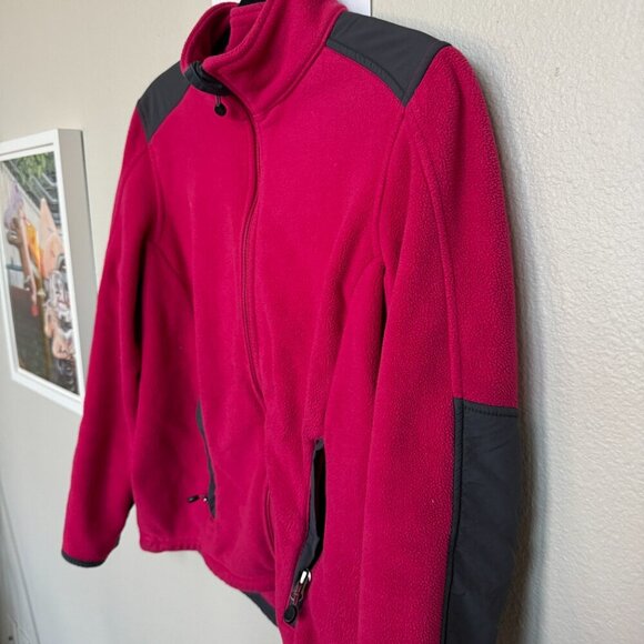 L.L.Bean Polartec Fleece Jacket SZ Medium Pink Red Warm Outdoor Hiking Cozy - Picture 4 of 6